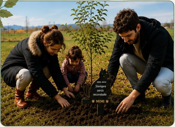 Familia plantando un árbol